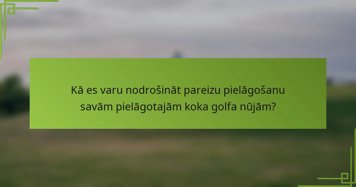 Kā es varu nodrošināt pareizu pielāgošanu savām pielāgotajām koka golfa nūjām?