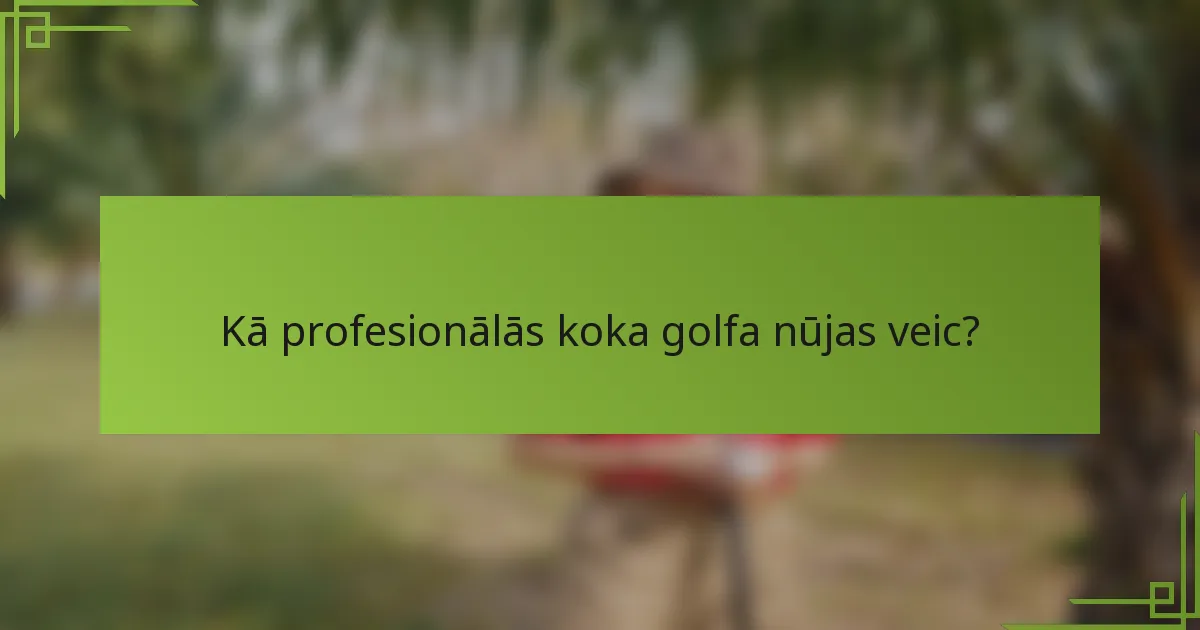 Kā profesionālās koka golfa nūjas veic?
