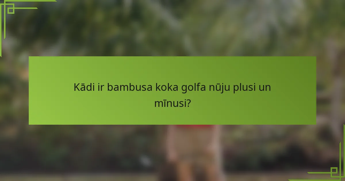 Kādi ir bambusa koka golfa nūju plusi un mīnusi?