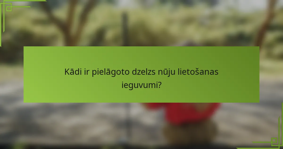 Kādi ir pielāgoto dzelzs nūju lietošanas ieguvumi?